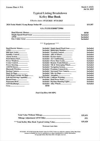 used 2024 Tesla Model 3 car