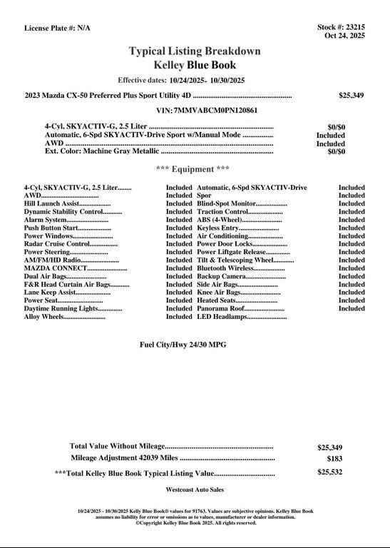 used 2023 Mazda CX-50 car, priced at $22,323