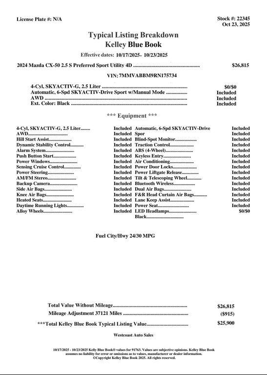 used 2024 Mazda CX-50 car, priced at $21,716