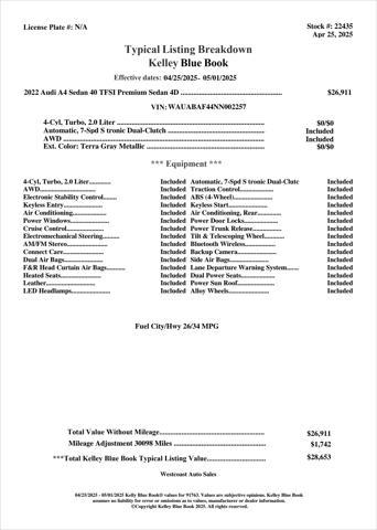 used 2022 Audi A4 car, priced at $22,757