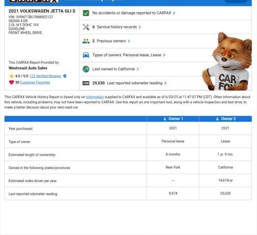 used 2021 Volkswagen Jetta GLI car, priced at $21,302