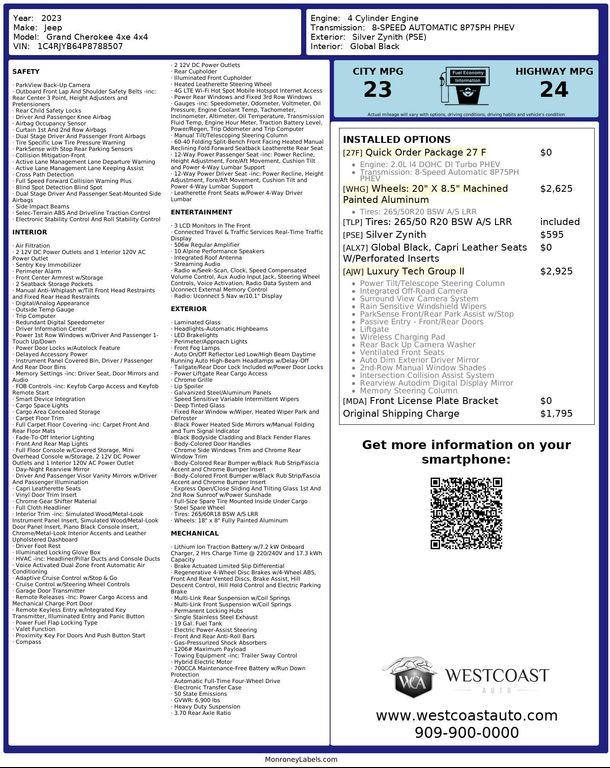 used 2023 Jeep Grand Cherokee 4xe car, priced at $25,626