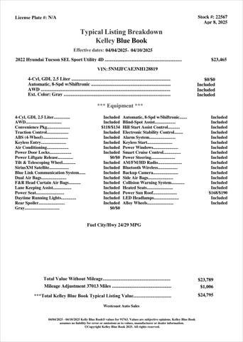 used 2022 Hyundai Tucson car, priced at $21,045