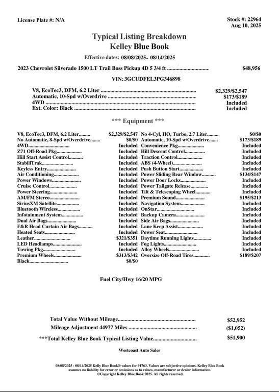 used 2023 Chevrolet Silverado 1500 car, priced at $45,897