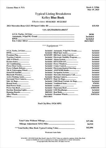 used 2021 Mercedes-Benz GLE 350 car, priced at $34,518