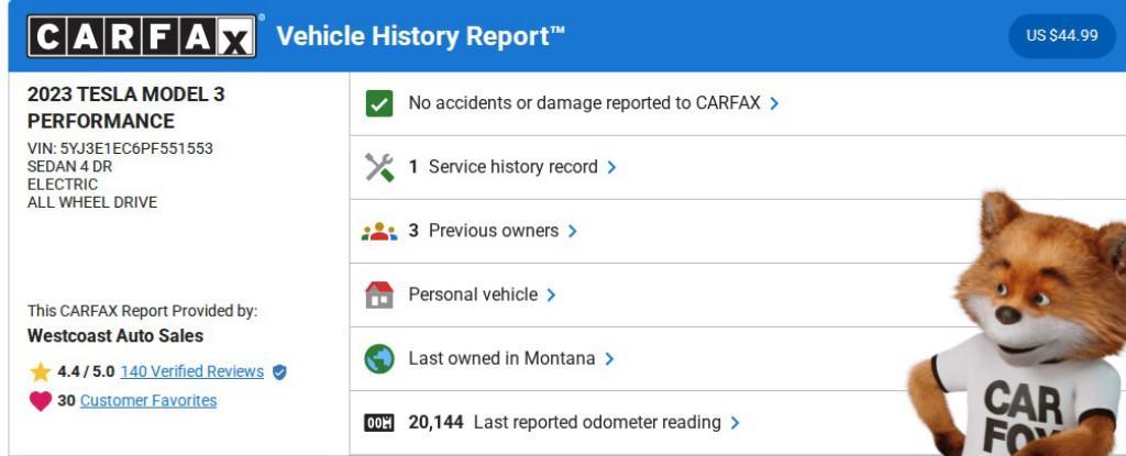 used 2023 Tesla Model 3 car, priced at $30,888