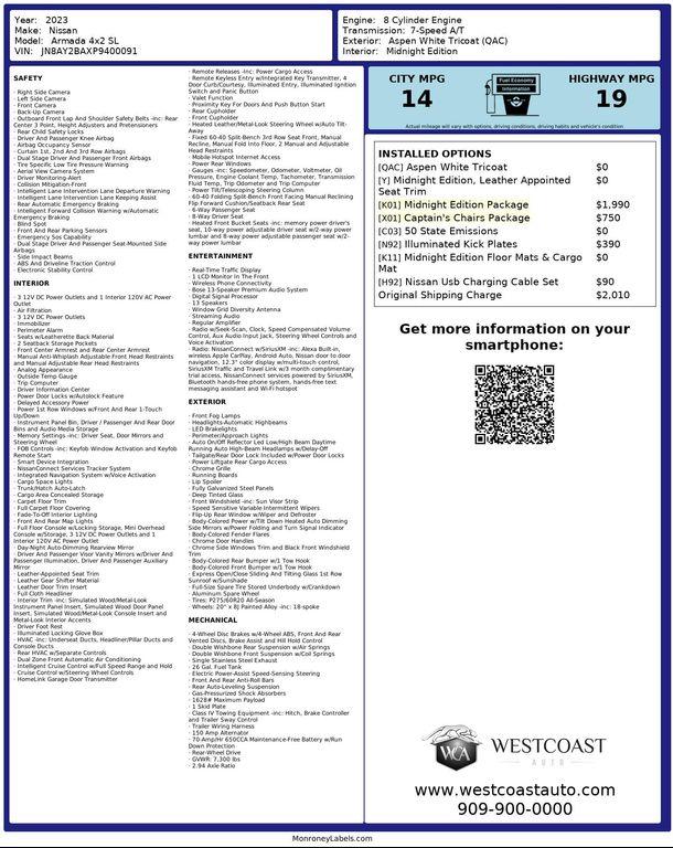 used 2023 Nissan Armada car, priced at $34,971