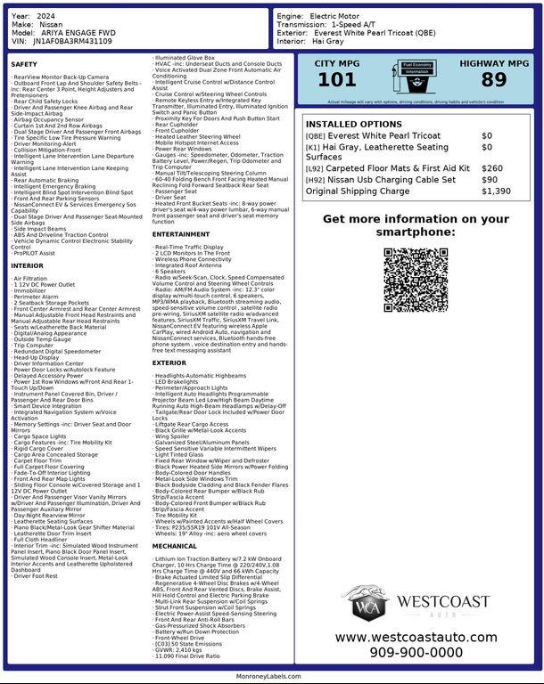 used 2024 Nissan ARIYA car, priced at $20,639