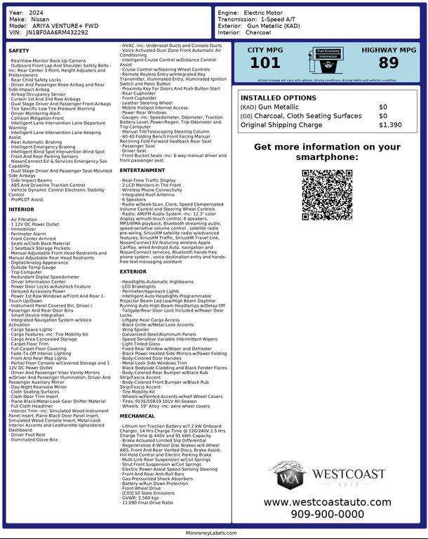 used 2024 Nissan ARIYA car, priced at $20,996