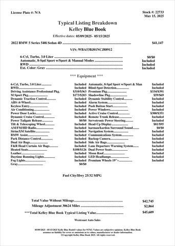 used 2022 BMW 540 car, priced at $39,961