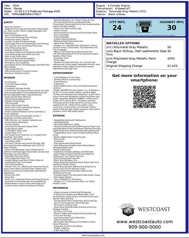 used 2024 Mazda CX-50 car, priced at $22,062