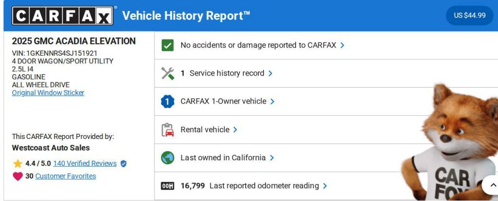 used 2025 GMC Acadia car, priced at $35,286