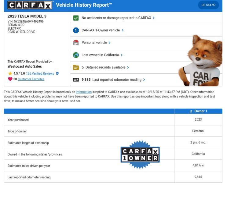 used 2023 Tesla Model 3 car, priced at $24,011