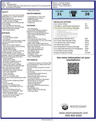 used 2024 Mercedes-Benz Sprinter 2500 car, priced at $52,488