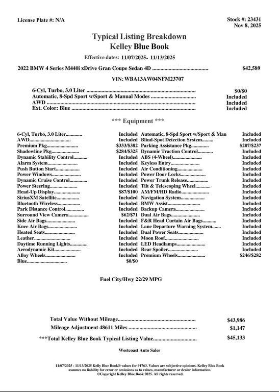 used 2022 BMW M440 car, priced at $38,369