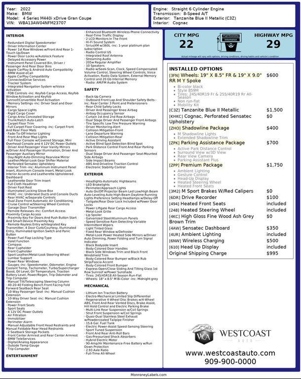 used 2022 BMW M440 car, priced at $38,369