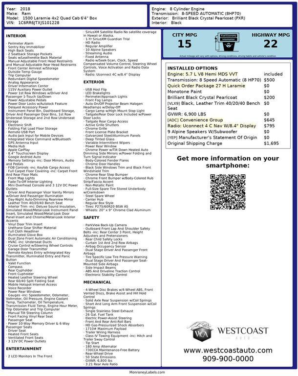 used 2018 Ram 1500 car, priced at $18,157