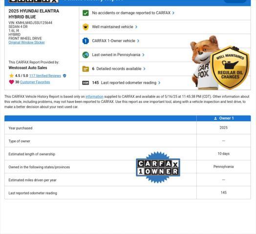 used 2025 Hyundai ELANTRA HEV car, priced at $24,513