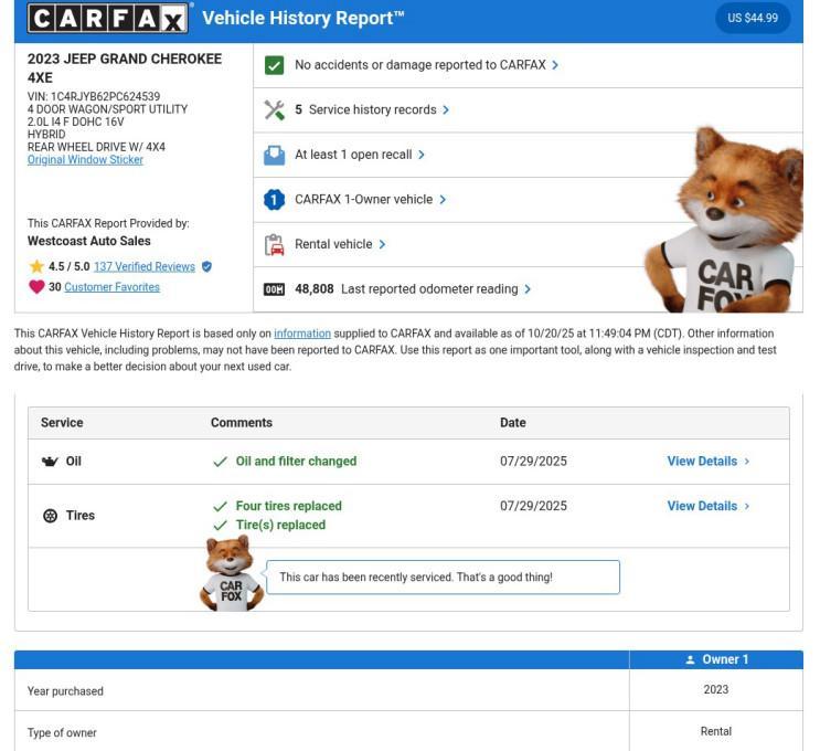 used 2023 Jeep Grand Cherokee 4xe car, priced at $21,929