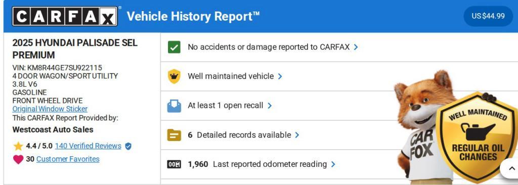 used 2025 Hyundai Palisade car, priced at $38,118