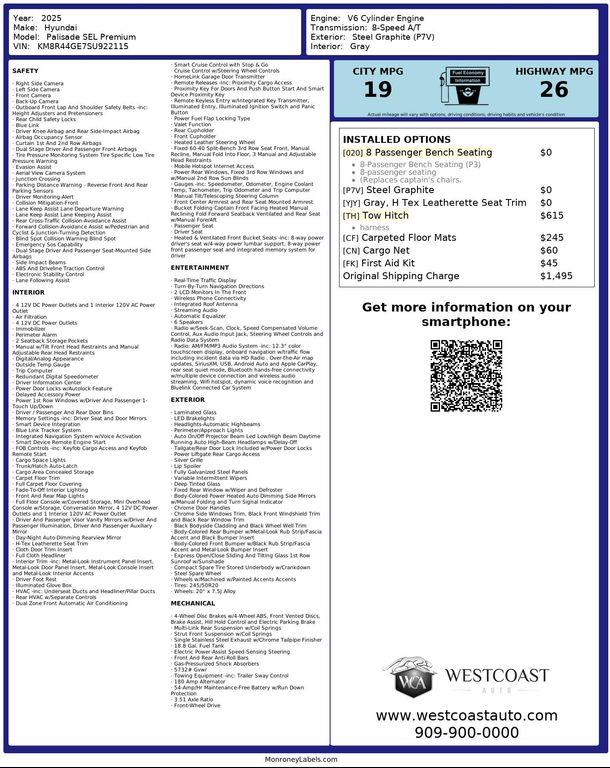 used 2025 Hyundai Palisade car, priced at $38,118