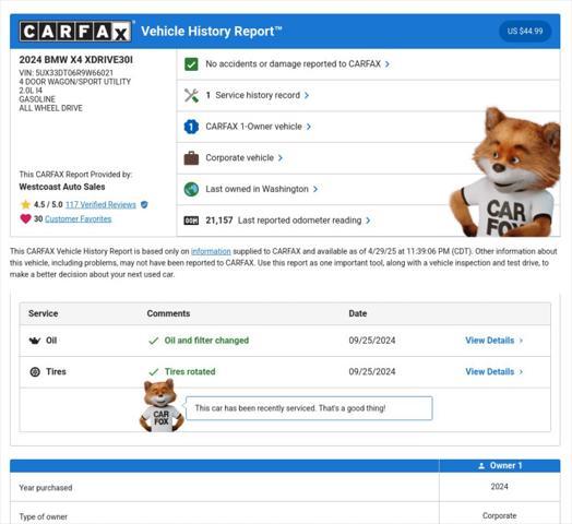 used 2024 BMW X4 car, priced at $41,638