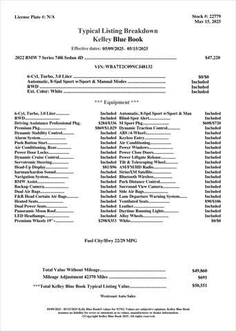used 2022 BMW 740 car, priced at $41,330