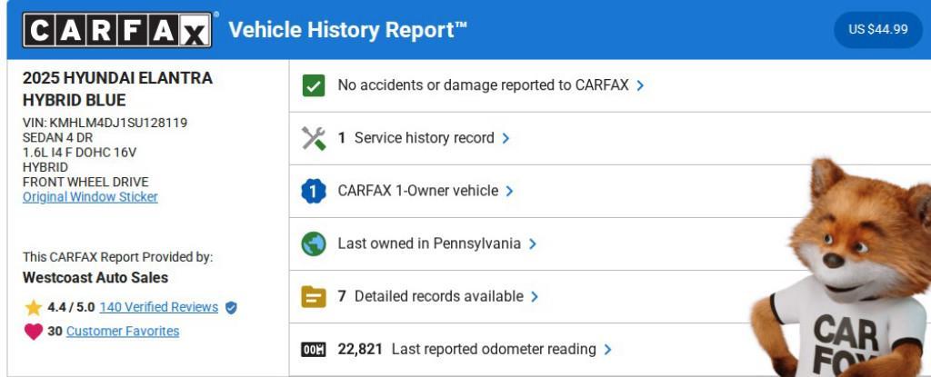 used 2025 Hyundai ELANTRA HEV car, priced at $22,138