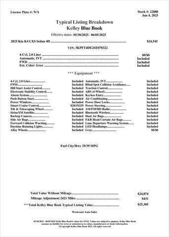used 2025 Kia K4 car, priced at $22,682