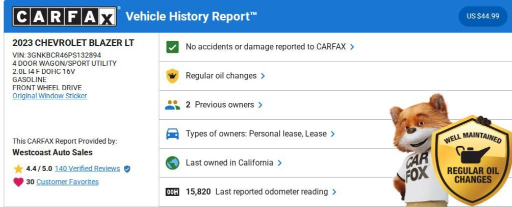 used 2023 Chevrolet Blazer car, priced at $22,767