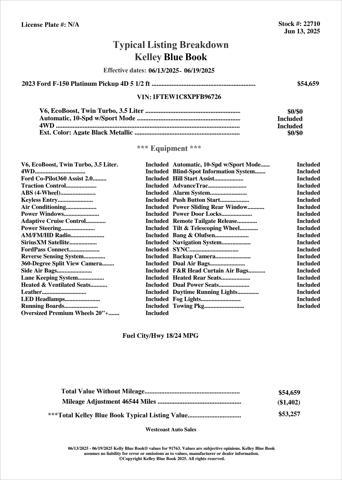 used 2023 Ford F-150 car, priced at $42,864