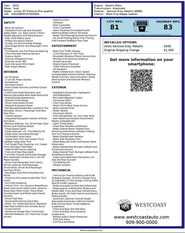 used 2023 Audi e-tron GT car, priced at $45,140