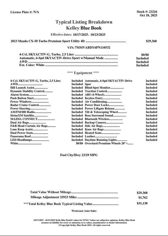 used 2023 Mazda CX-50 car, priced at $27,492