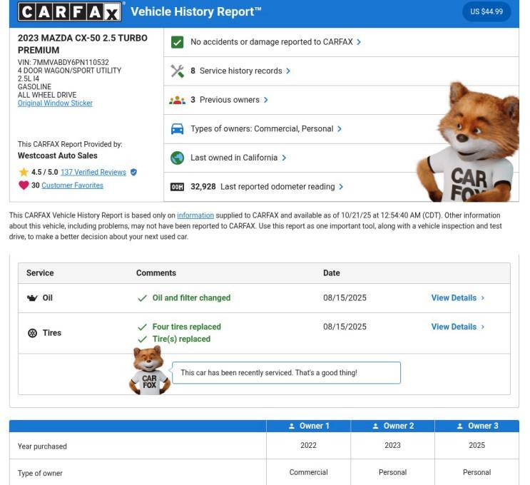 used 2023 Mazda CX-50 car, priced at $27,492