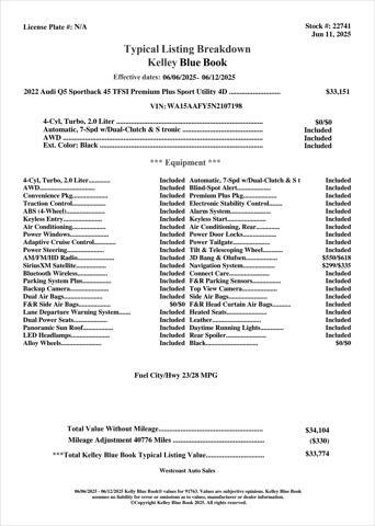 used 2022 Audi Q5 car, priced at $30,244