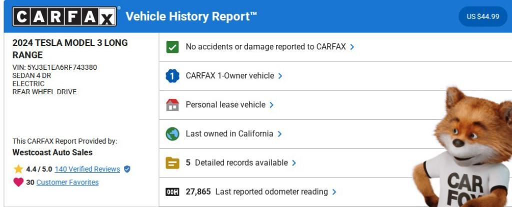 used 2024 Tesla Model 3 car, priced at $30,871