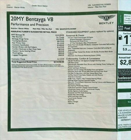 used 2020 Bentley Bentayga car, priced at $109,985