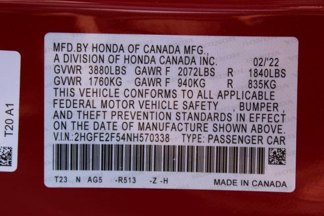 used 2022 Honda Civic car, priced at $23,089