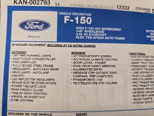 new 2024 Ford F-150 car, priced at $56,870