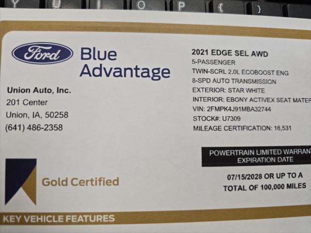 used 2021 Ford Edge car, priced at $29,500