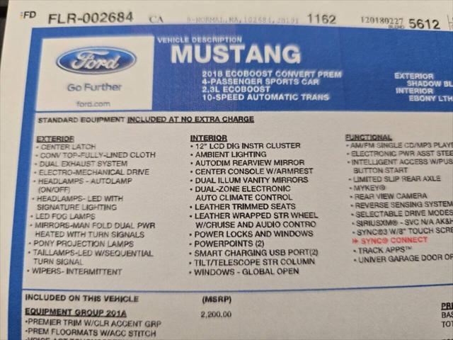 used 2018 Ford Mustang car, priced at $22,700