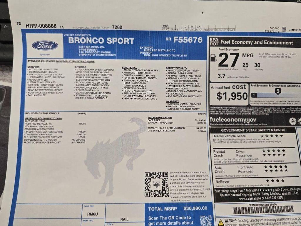 new 2025 Ford Bronco Sport car, priced at $32,355