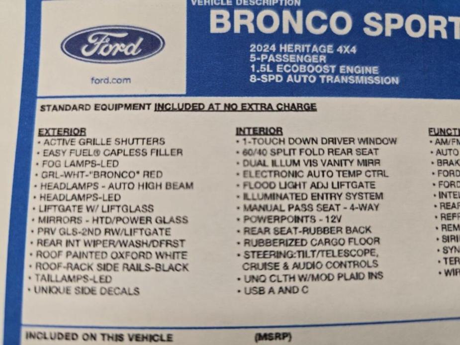 new 2024 Ford Bronco Sport car, priced at $33,235