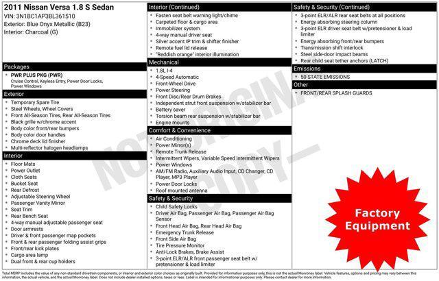 used 2011 Nissan Versa car, priced at $4,323