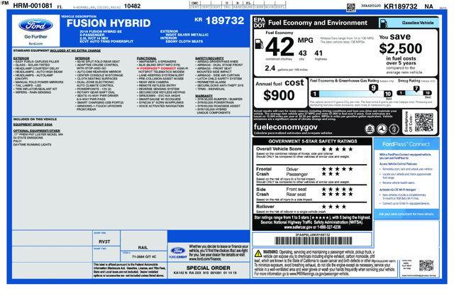 used 2019 Ford Fusion Hybrid car, priced at $13,780