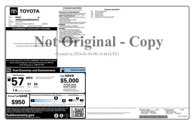 used 2024 Toyota Prius car, priced at $28,244