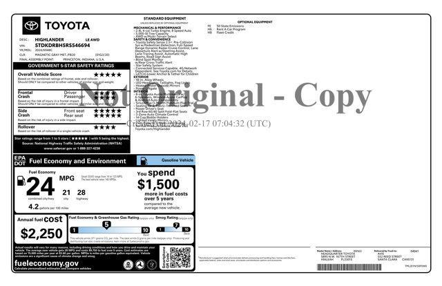 used 2024 Toyota Highlander car, priced at $40,590