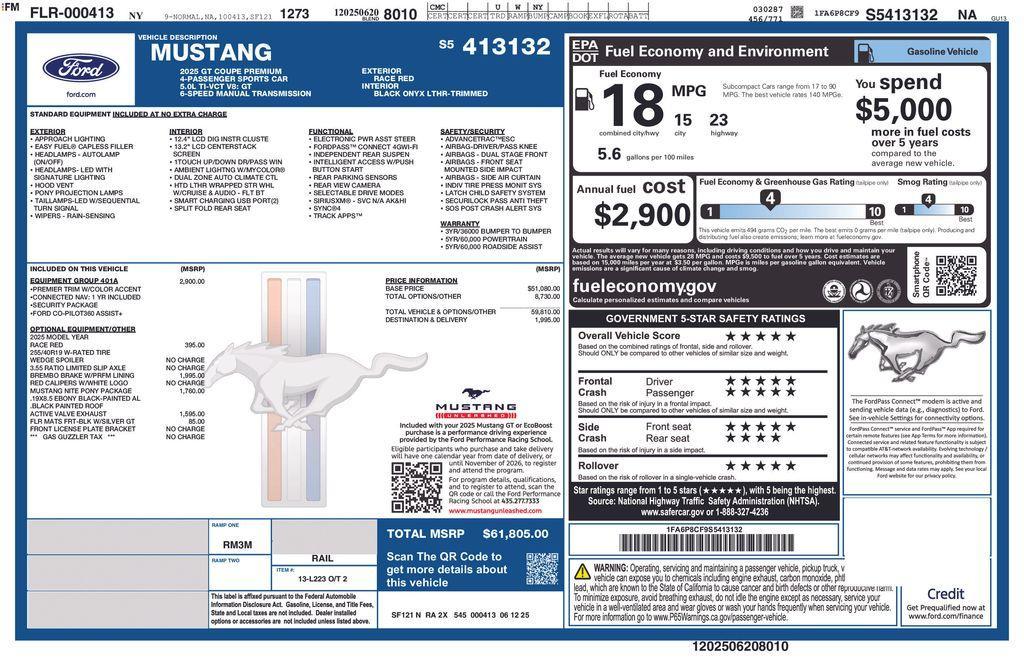 new 2025 Ford Mustang car, priced at $59,805