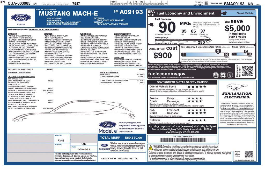 new 2025 Ford Mustang Mach-E car, priced at $58,070