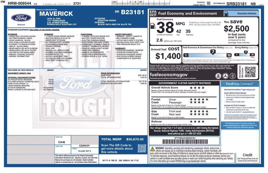 new 2025 Ford Maverick car, priced at $30,870